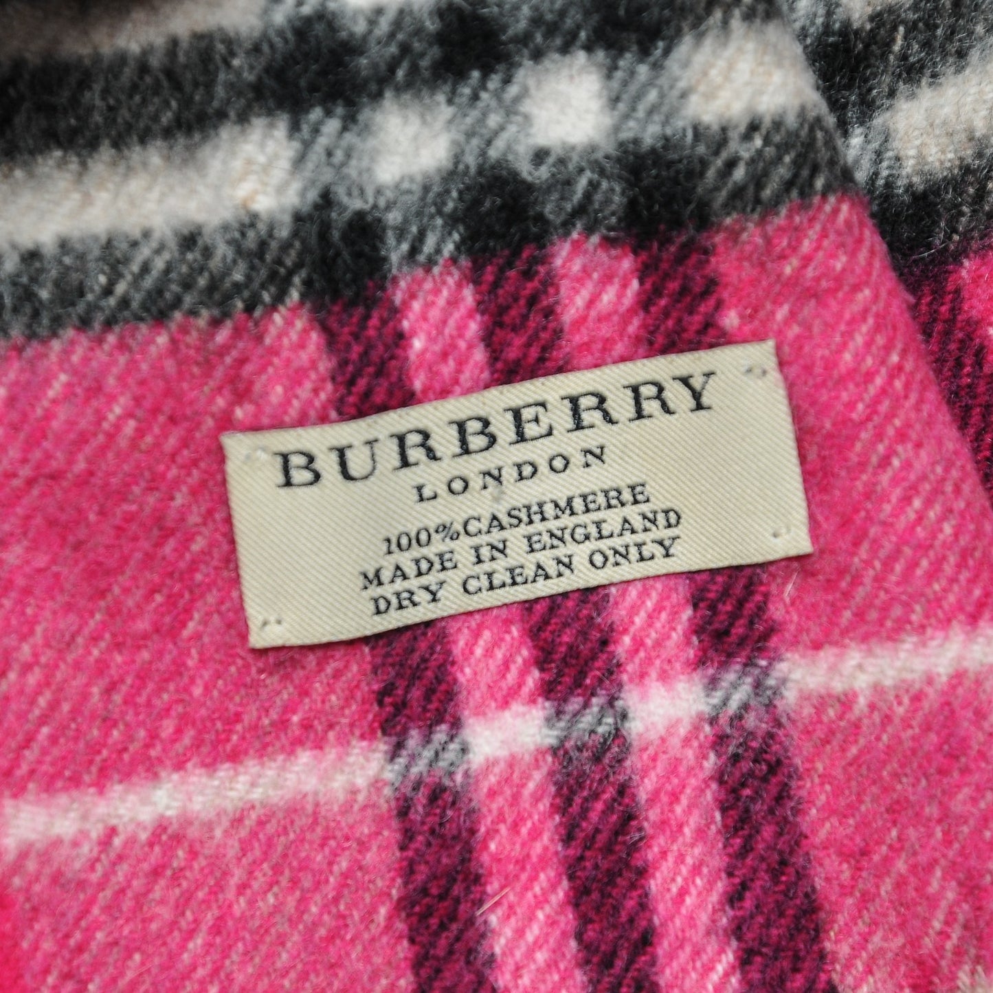 Cashmere Check Fringe Scarf Pink