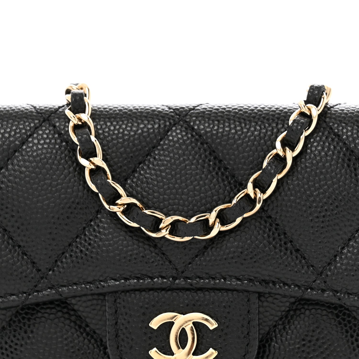 Chanel Caviar Quilted Flap Card Holder On Chain Black 8 of 11