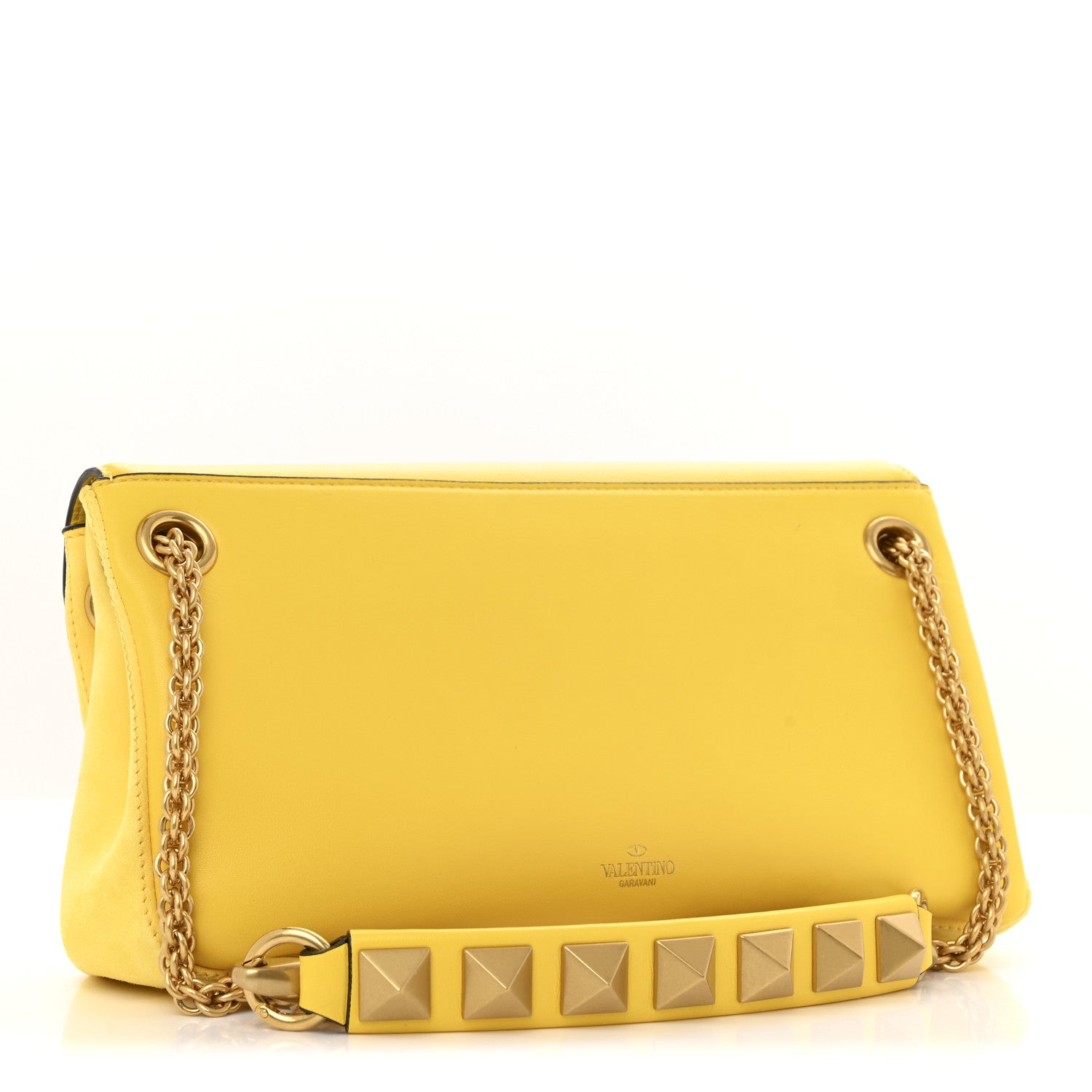 Valentino Garavani Nappa Stud Sign Shoulder Bag Bright Lemon 3 of 13