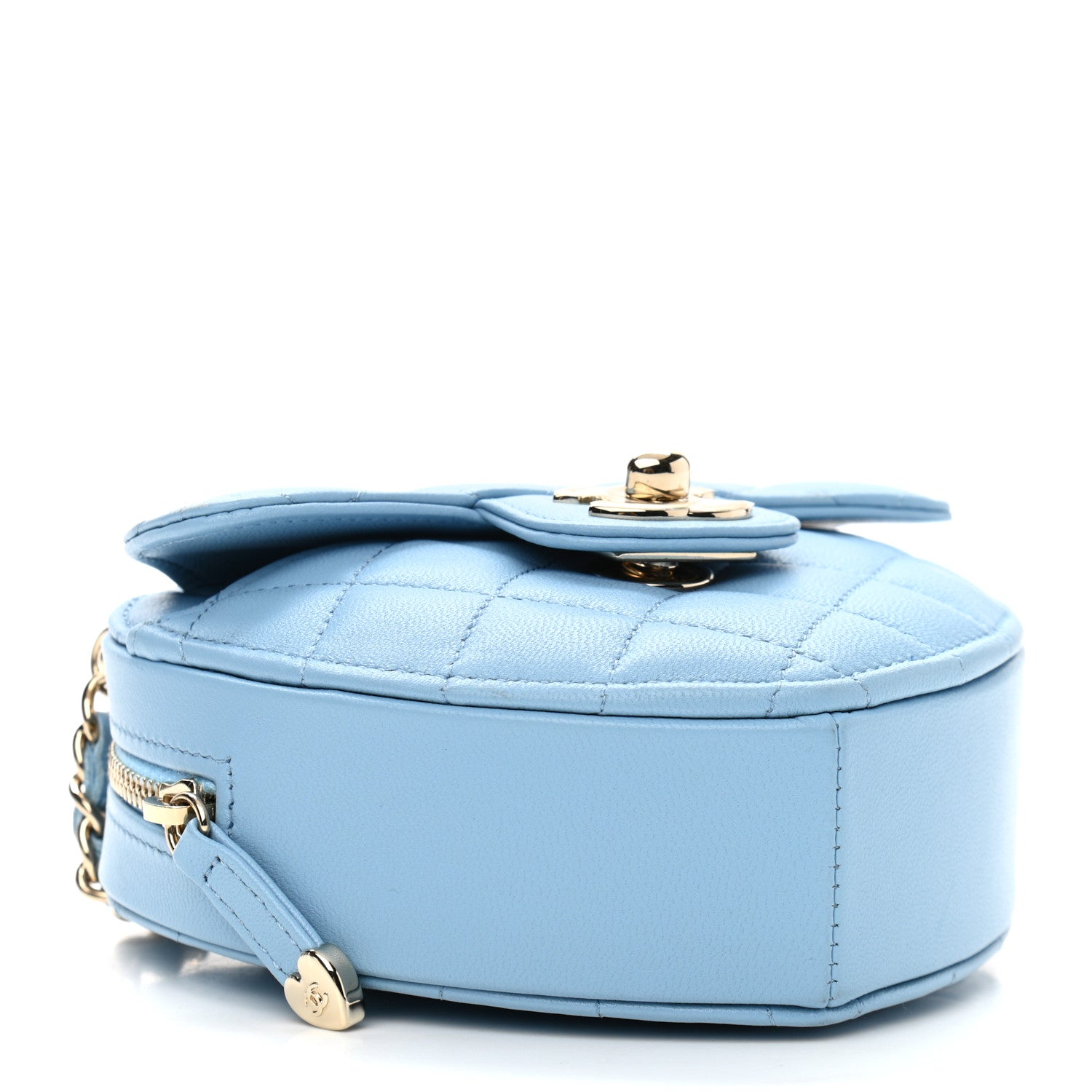 Chanel Lambskin Quilted CC In Love Heart Clutch With Chain Light Blue 4 of 10