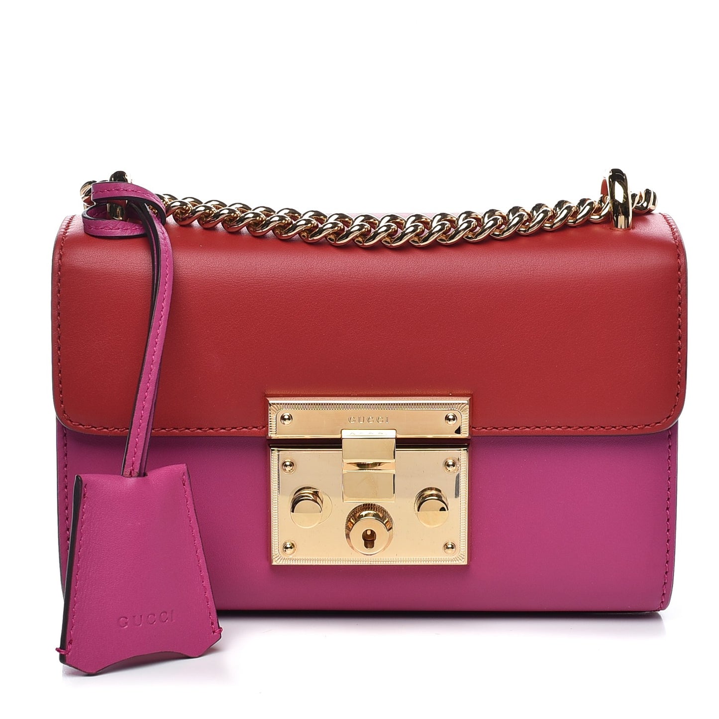 Calfskin Small Padlock Shoulder Bag New Rosette Hibiscus Red