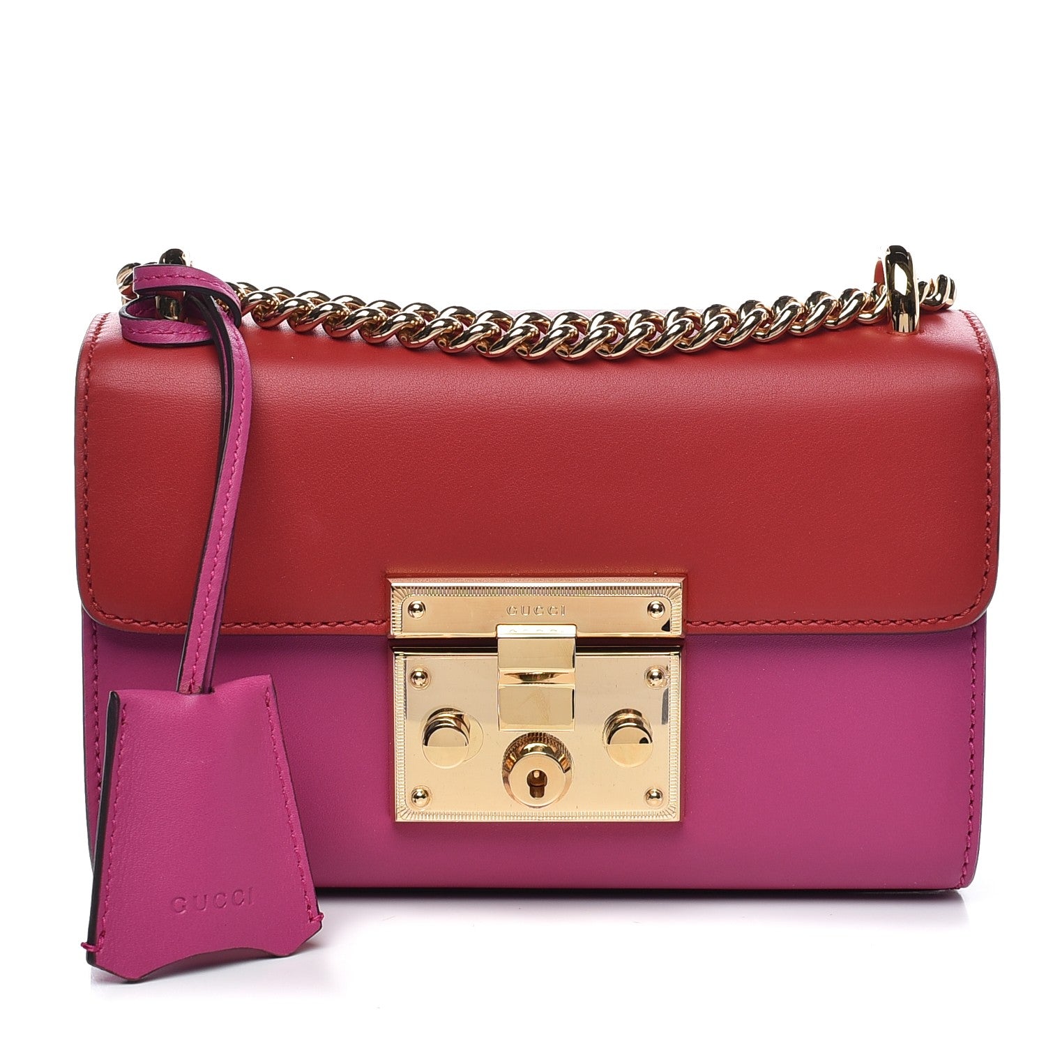Gucci Calfskin Small Padlock Shoulder Bag New Rosette Hibiscus Red 1 of 8