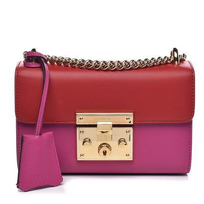 Gucci Calfskin Small Padlock Shoulder Bag New Rosette Hibiscus Red 1 of 8