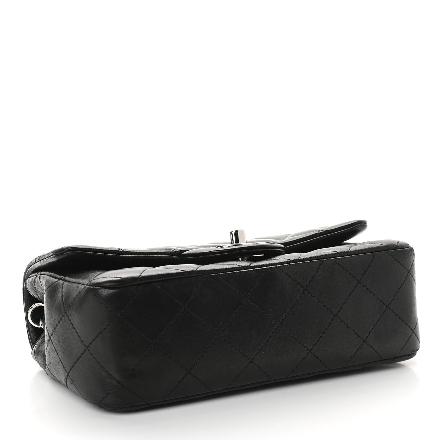 Lambskin Quilted Mini Rectangular Flap Black