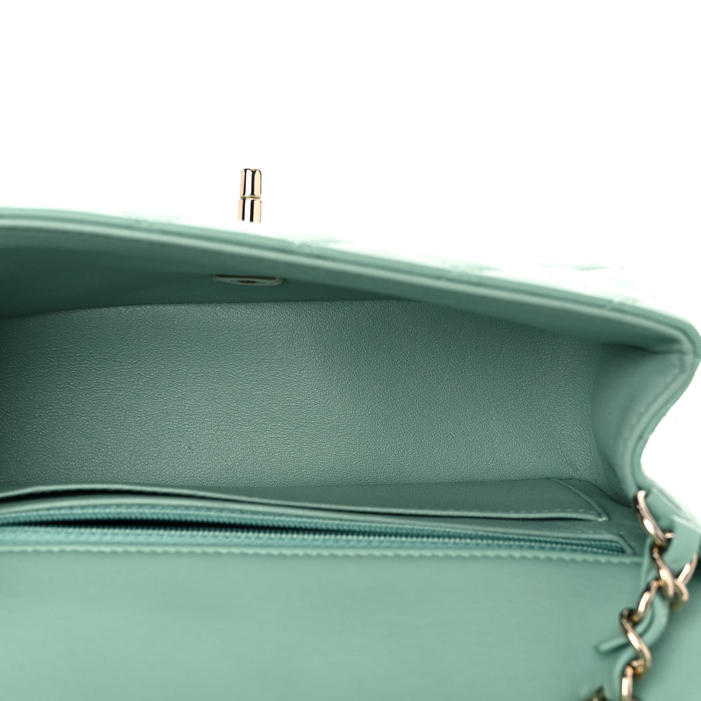 Lambskin Quilted Mini Rectangular Flap Light Green