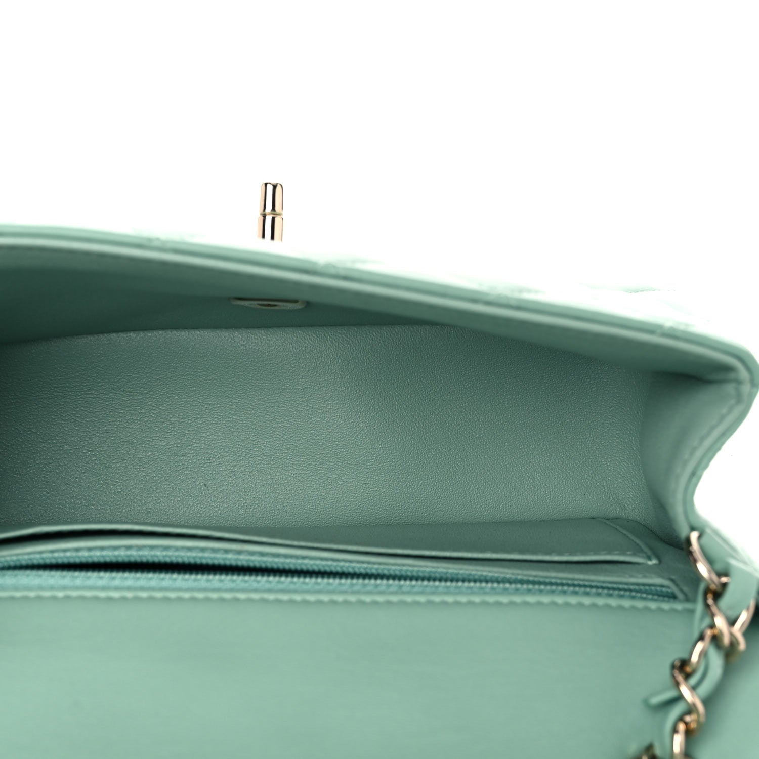 Chanel Lambskin Quilted Mini Rectangular Flap Light Green 5 of 9