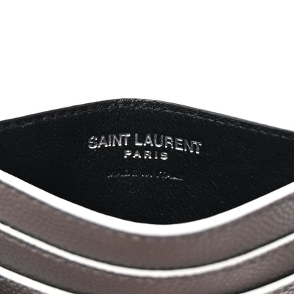 Saint Laurent Grain De Poudre Monogram Monochrome Credit Card Case Grey 6 of 8