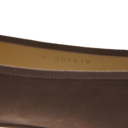 Chanel Suede Bull Cap Toe CC Ballerina Flats 35 Brown 6 of 9