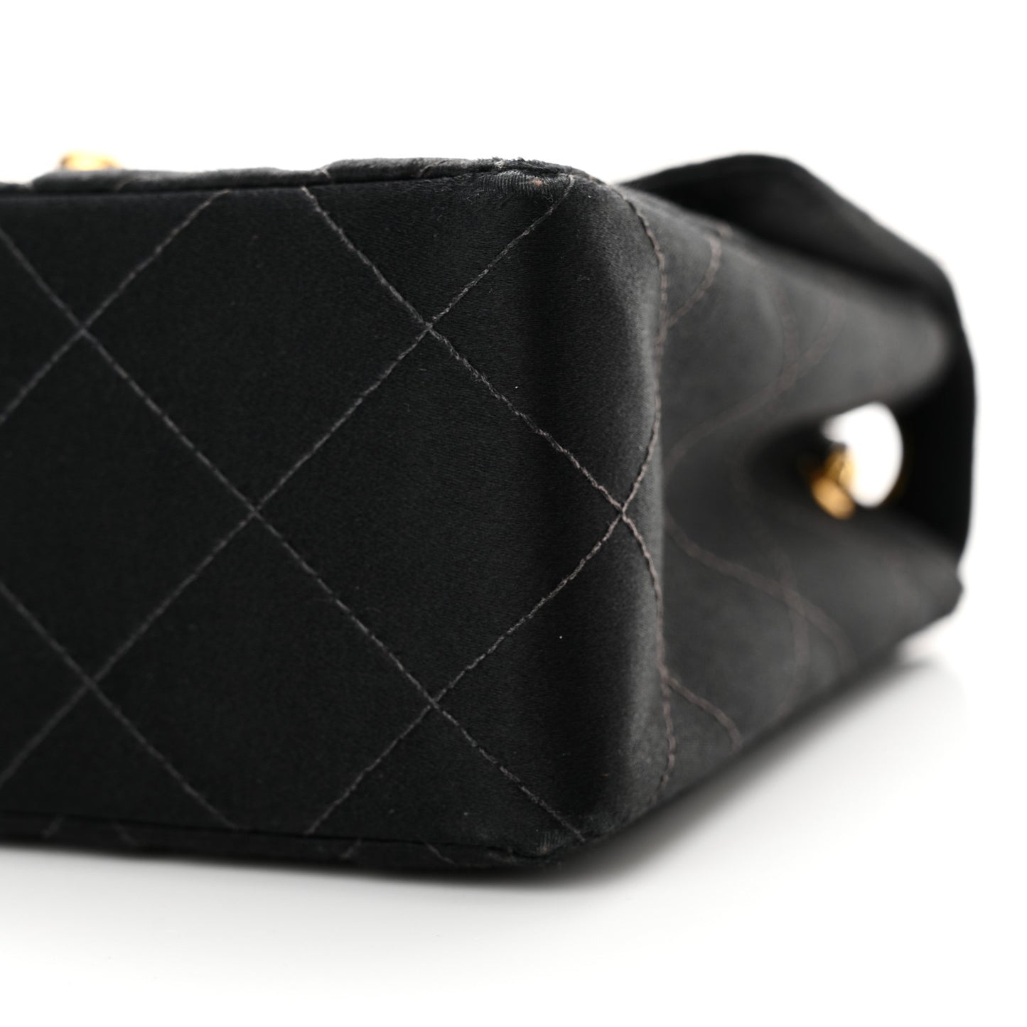 Satin Quilted Mini Square Flap Black