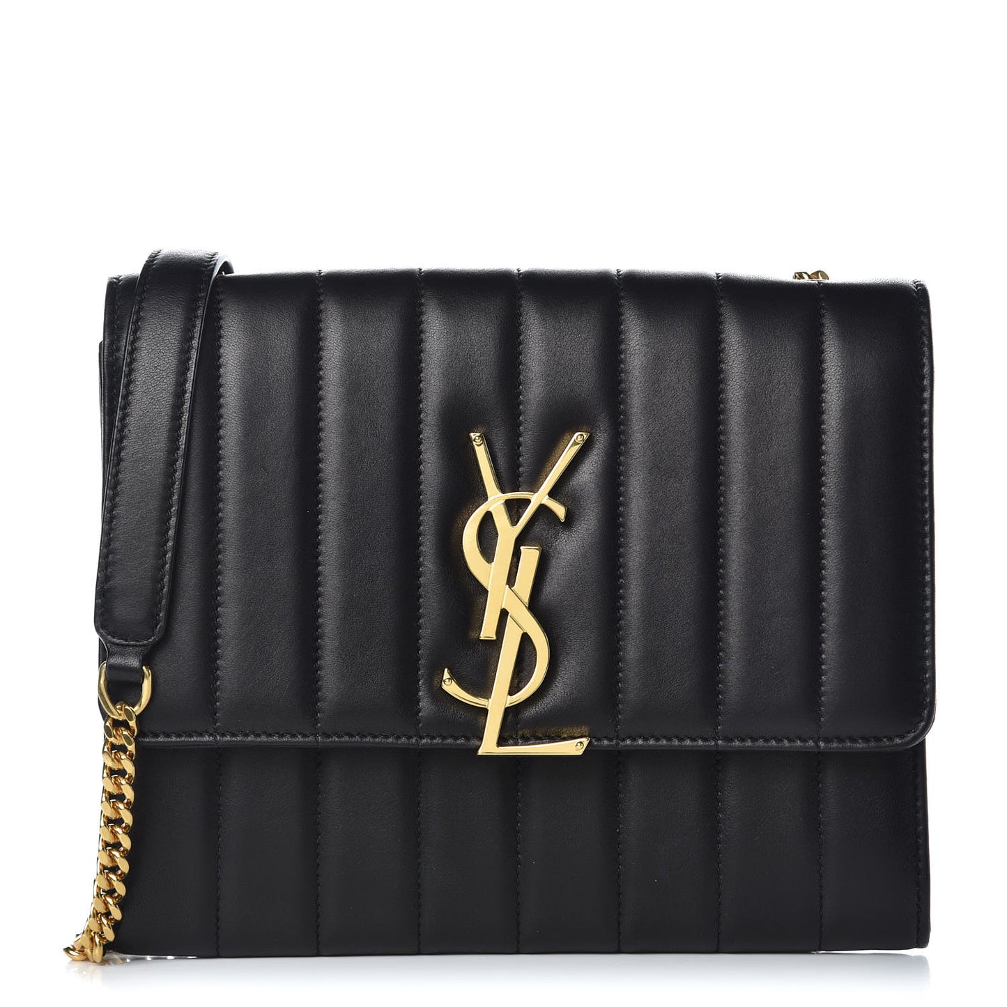 Lambskin Matelasse Monogram Vicky Chain Wallet Black