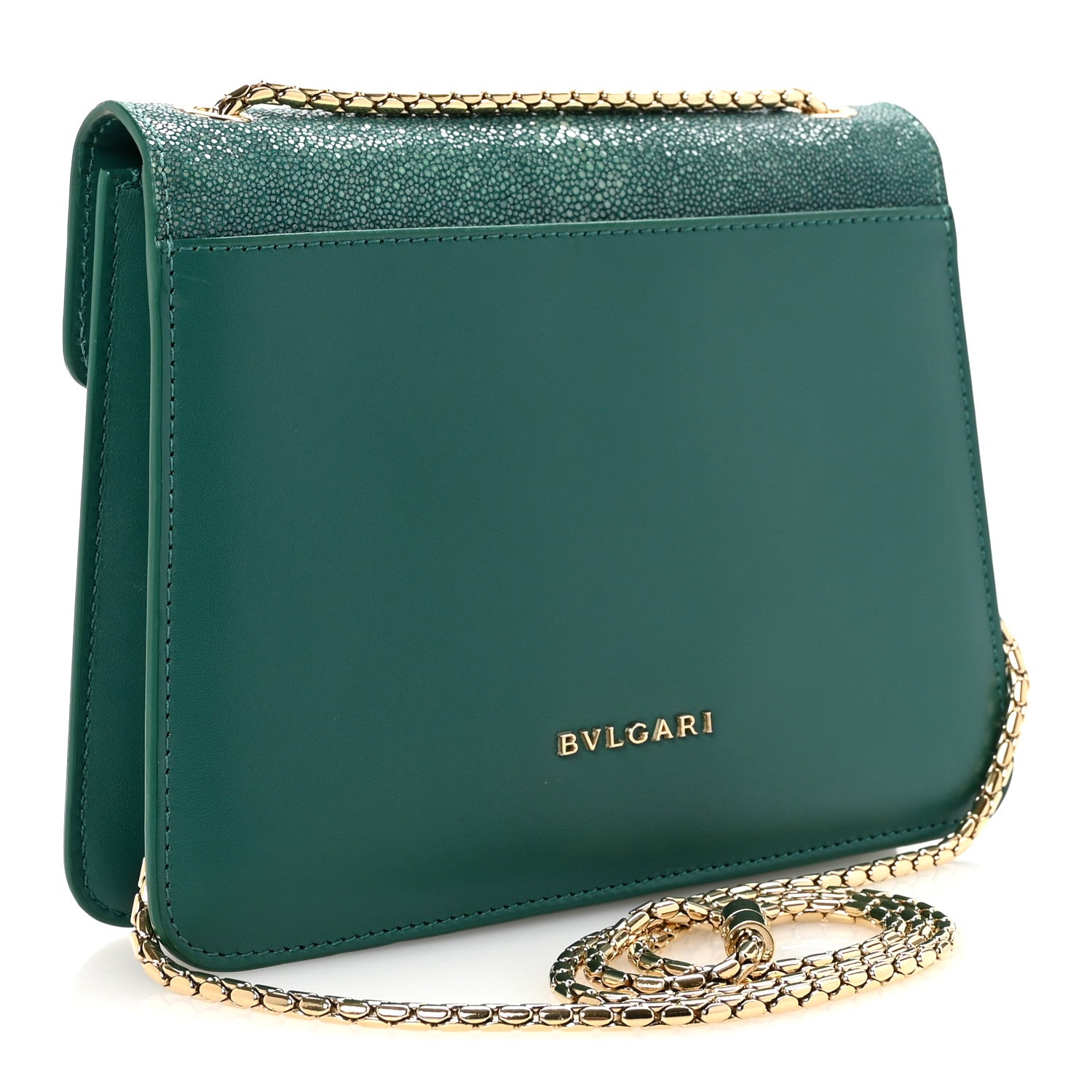 Bulgari Galuchat Calfskin Serpenti Forever Crossbody Bag Green 4 of 13
