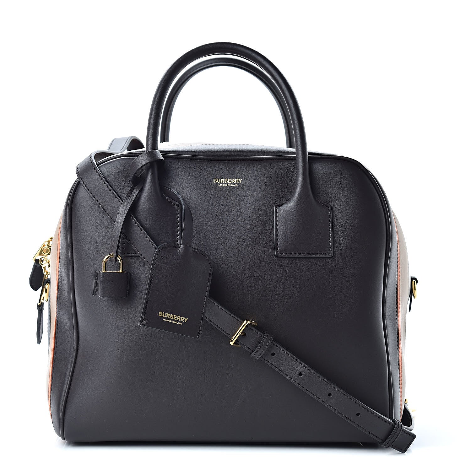 Burberry Smooth Calfskin Stripe Intarsia Bag Black 1 of 10