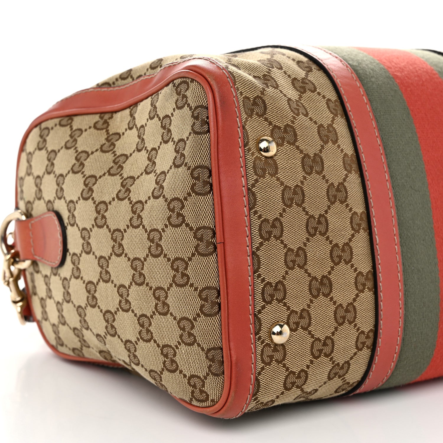 Gucci Monogram Vintage Web Medium Boston Pink 9 of 13