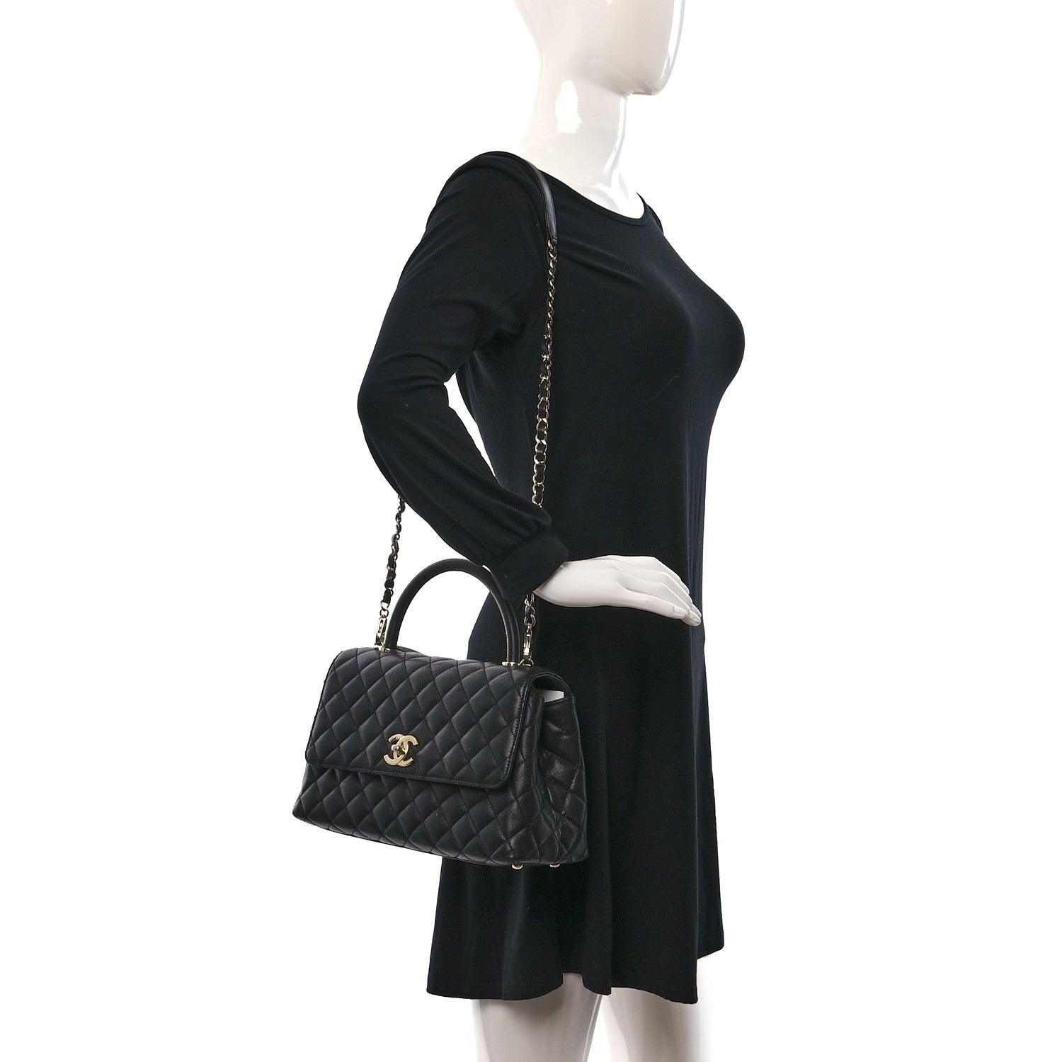Chanel Caviar Quilted Small Coco Handle Flap Black 2 of 11