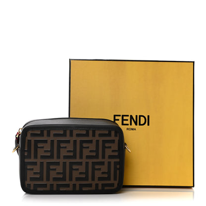 Fendi Vitello Century Bi-Color FF 1974 Embossed Mini Camera Case Maya Black 16 of 16