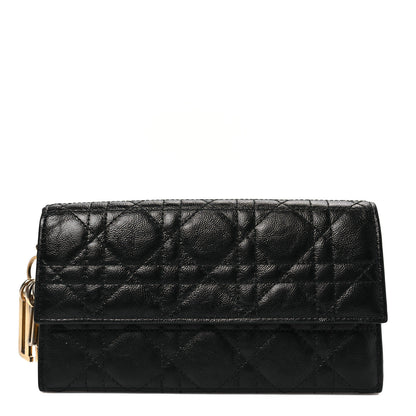 Christian Dior Calfskin Cannage Lady Dior Rendezvous Wallet Black 1 of 7