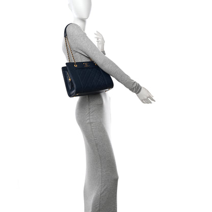 Chanel Sheepskin Quilted Small Mademoiselle Vintage Shopping Tote Navy 2 of 12