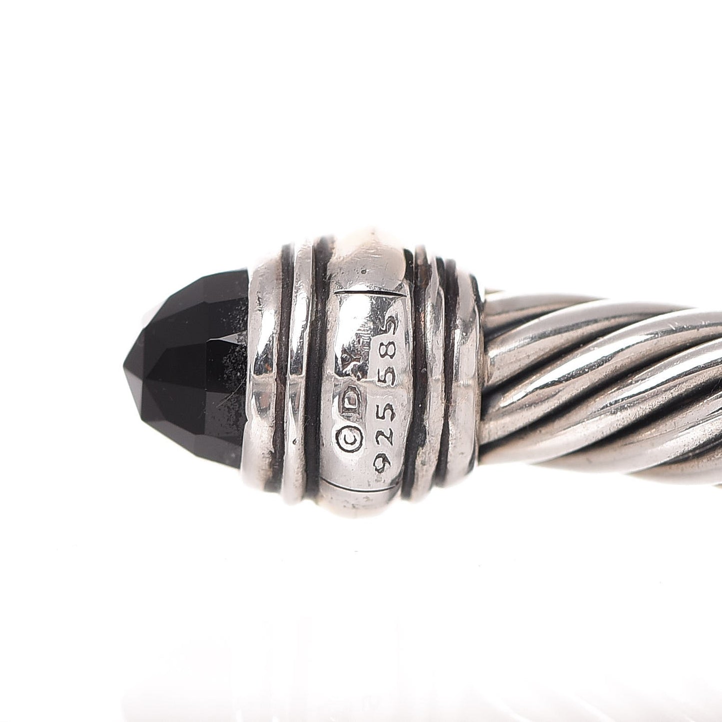 Sterling Silver 14K Yellow Gold Black Onyx 5mm Cable Classics Bracelet