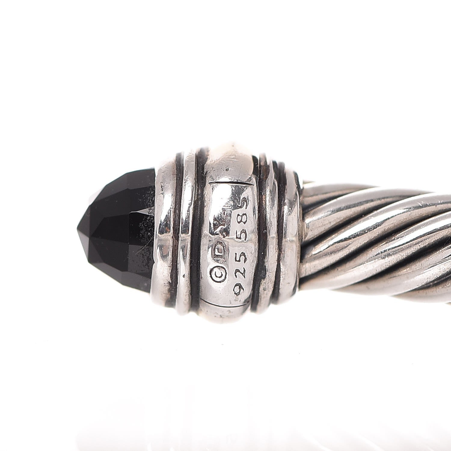 David Yurman Sterling Silver 14K Yellow Gold Black Onyx 5mm Cable Classics Bracelet 5 of 6