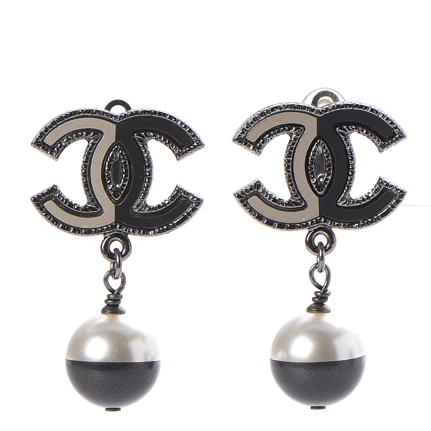 Ruthenium Resin CC Drop Clip On Earrings Dark Grey