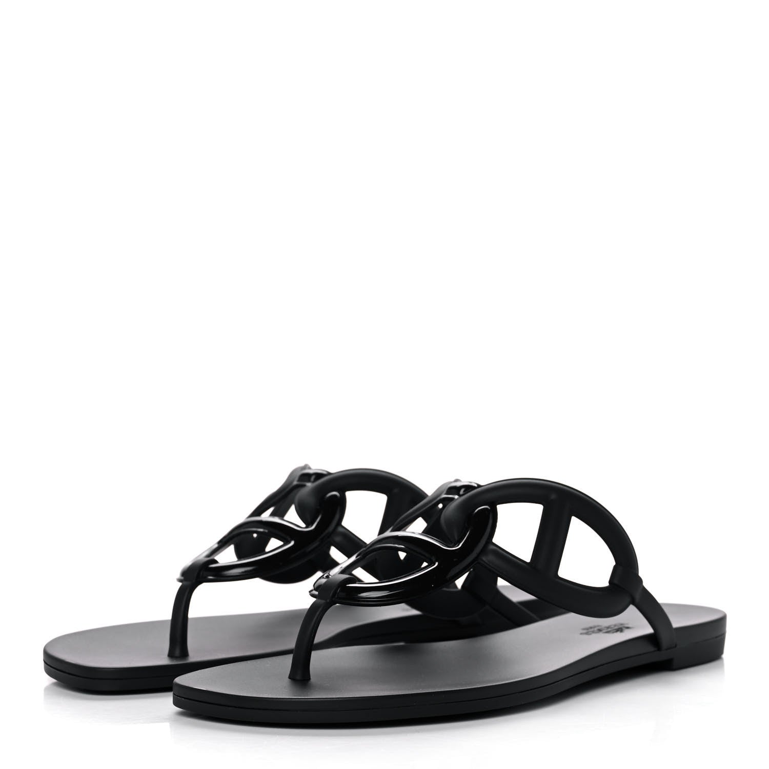 Hermes Rubber Womens Egerie Sandals 39 Black 3 of 10