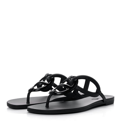 Hermes Rubber Womens Egerie Sandals 39 Black 3 of 10