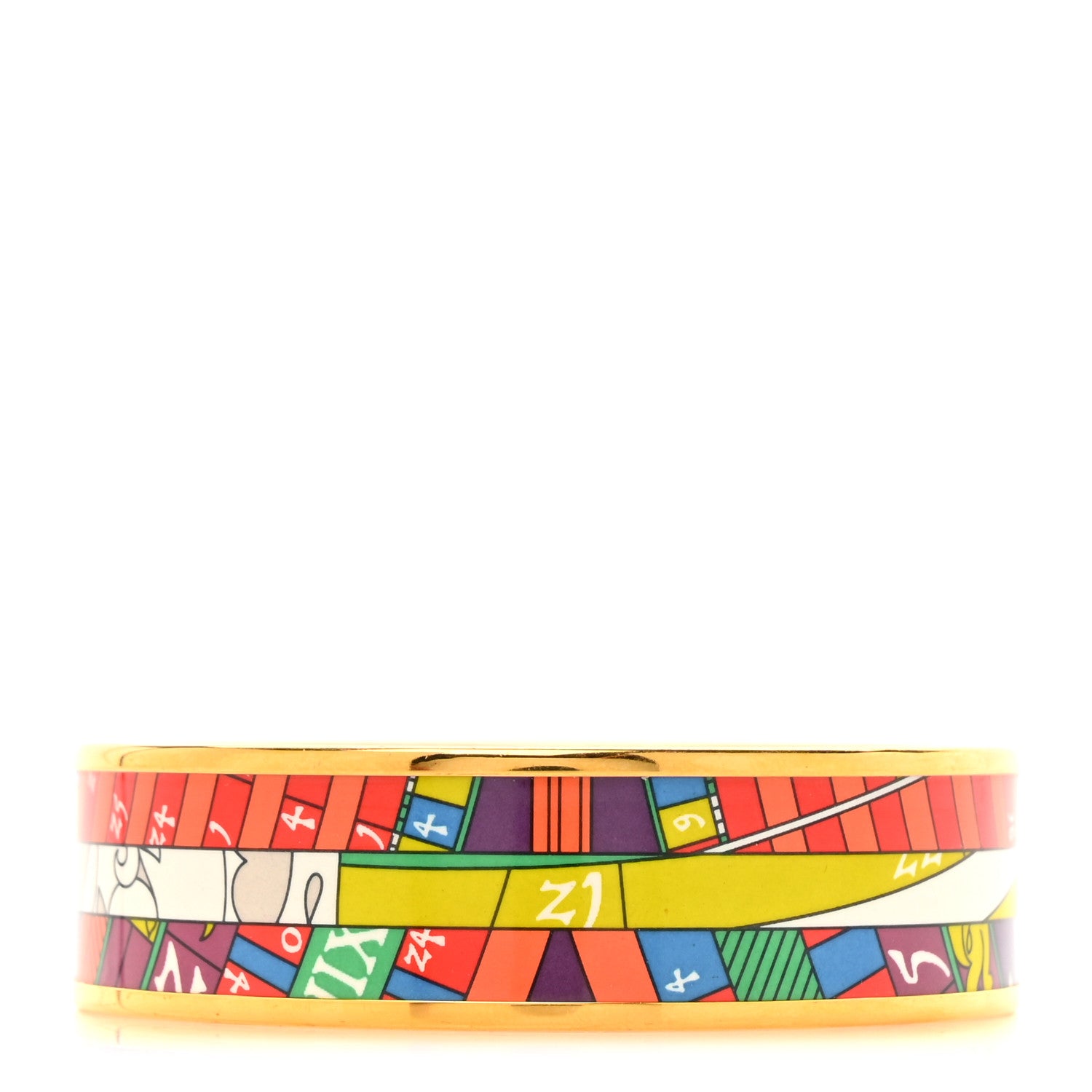 Hermes Enamel Printed Astrologie Nouvelle Wide Bracelet 70 Vert Fluo Rose Indien Cobalt 1 of 5