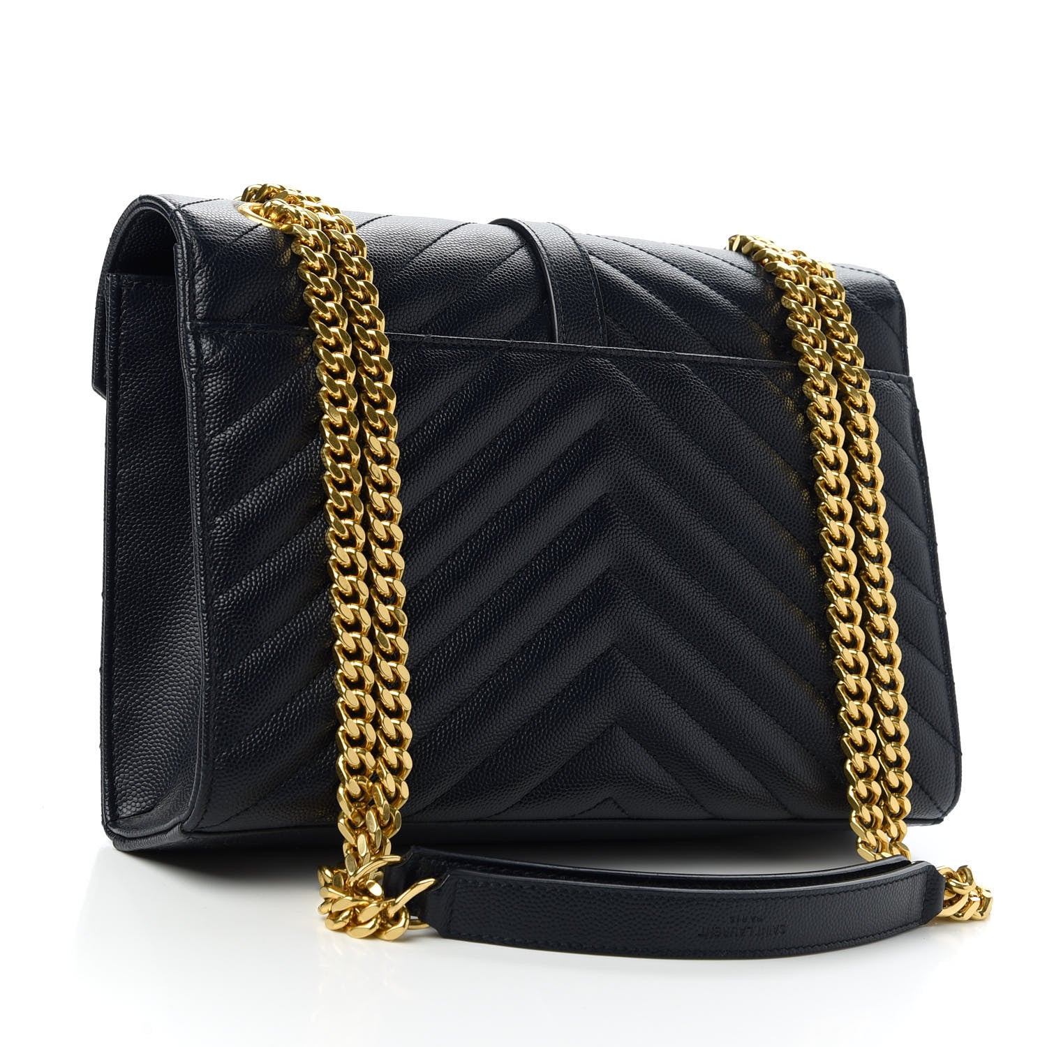 Saint Laurent Grain De Poudre Matelasse Chevron Medium Monogram Satchel Black 3 of 10