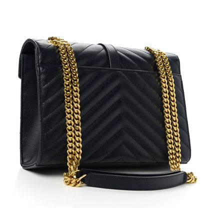 Saint Laurent Grain De Poudre Matelasse Chevron Medium Monogram Satchel Black 3 of 10