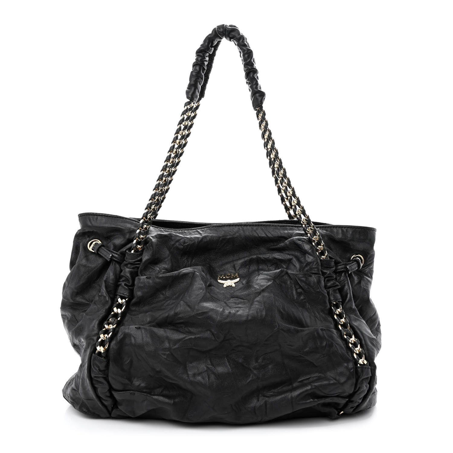 MCM Calfskin Chain Hobo Black 1 of 10