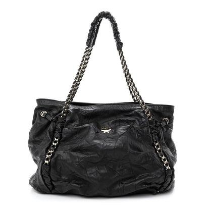 MCM Calfskin Chain Hobo Black 1 of 10