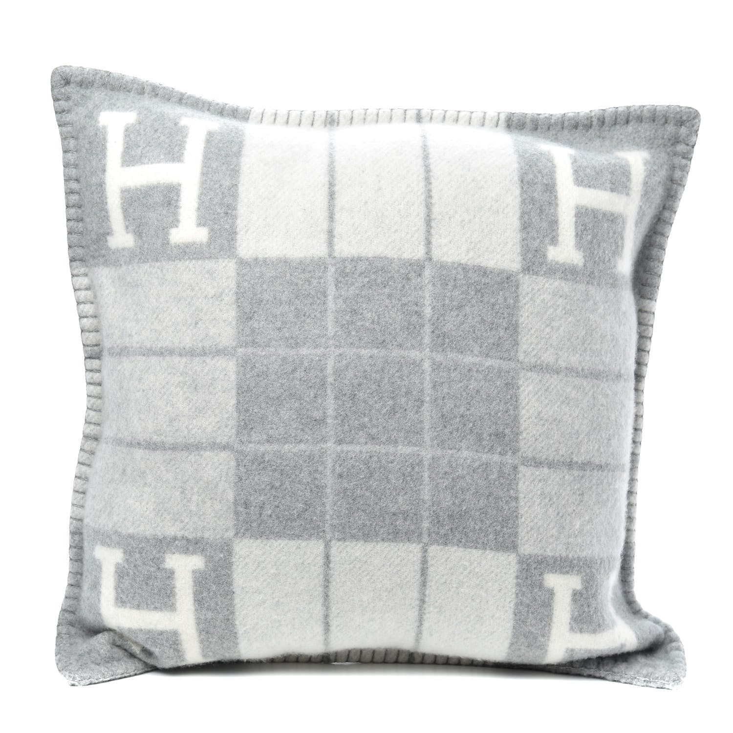 Hermes Wool Cashmere Avalon III Pillow PM Ecru Gris Clair 1 of 3
