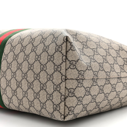 Gucci GG Supreme Monogram Textured Calfskin Web Medium Ophidia Shopping Tote Beige Ebony New Acero 9 of 9
