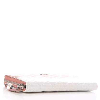 Chanel Ombre Patent Calfskin Quilted Large Gusset Zip Around Wallet Pink White 4 of 18