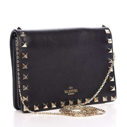 Valentino Garavani Calfskin Rockstud Wallet on Chain Black 3 of 7