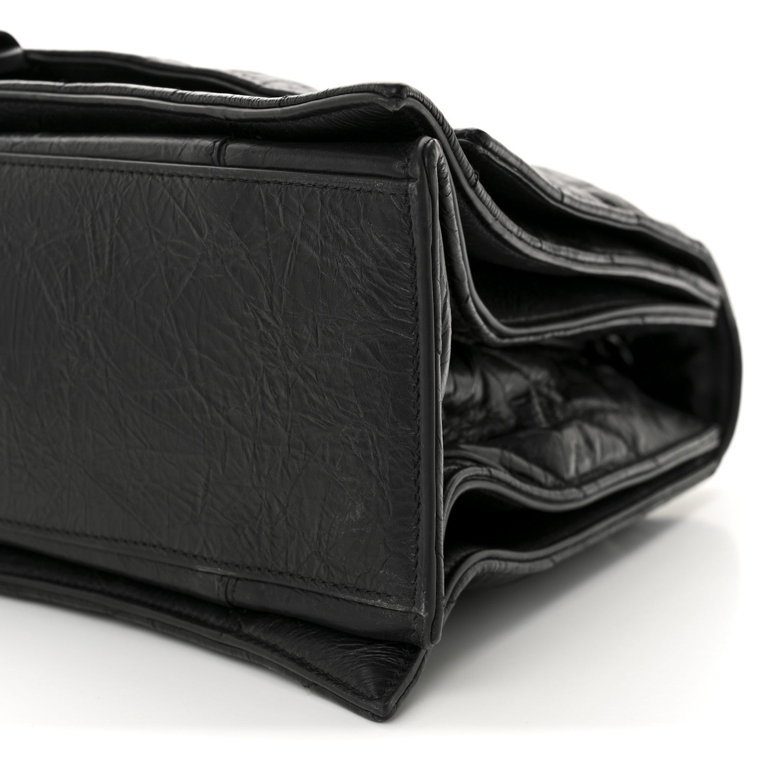 Balenciaga Crushed Calfskin Quilted Matte Black Hardware Large Crush Chain Bag Black 27 of 31