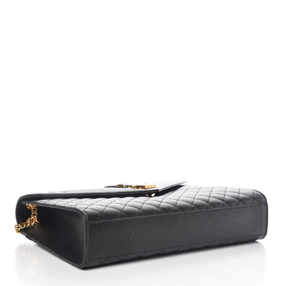 Saint Laurent Grain De Poudre Textured Mixed Matelasse Large Triquilt Monogram Satchel Black 4 of 11