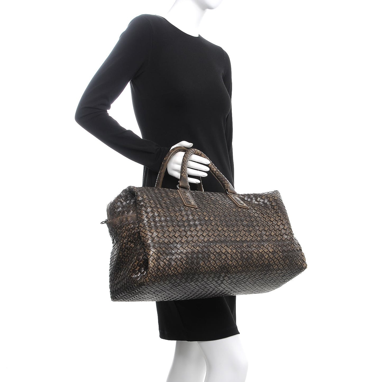 Nappa Intrecciato Satchel Ebano