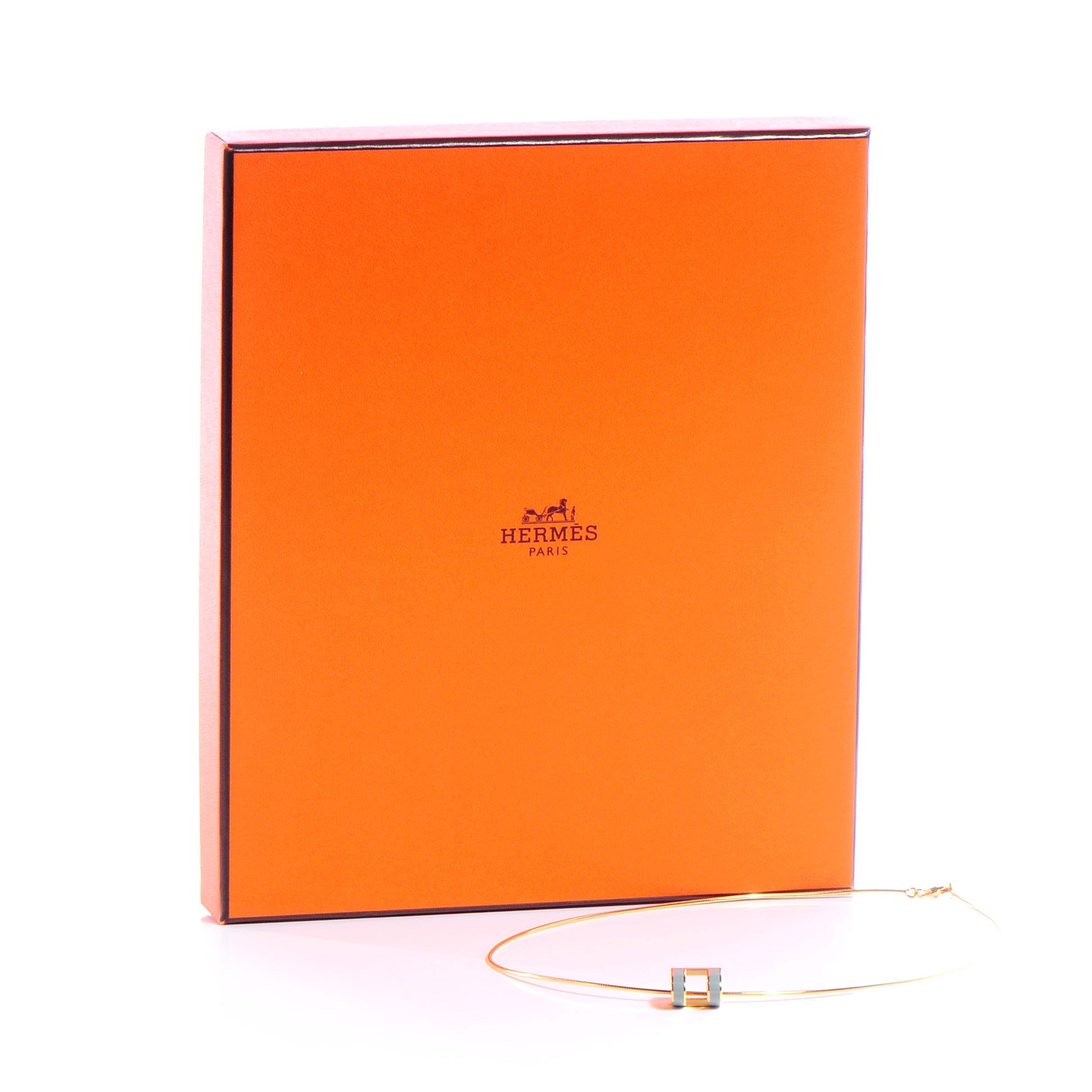 Hermes Gold Plated Pop H Necklace Bleu Lin 5 of 5