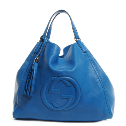 Gucci Pebbled Calfskin Large Soho Shoulder Bag Riviera Blue 1 of 7