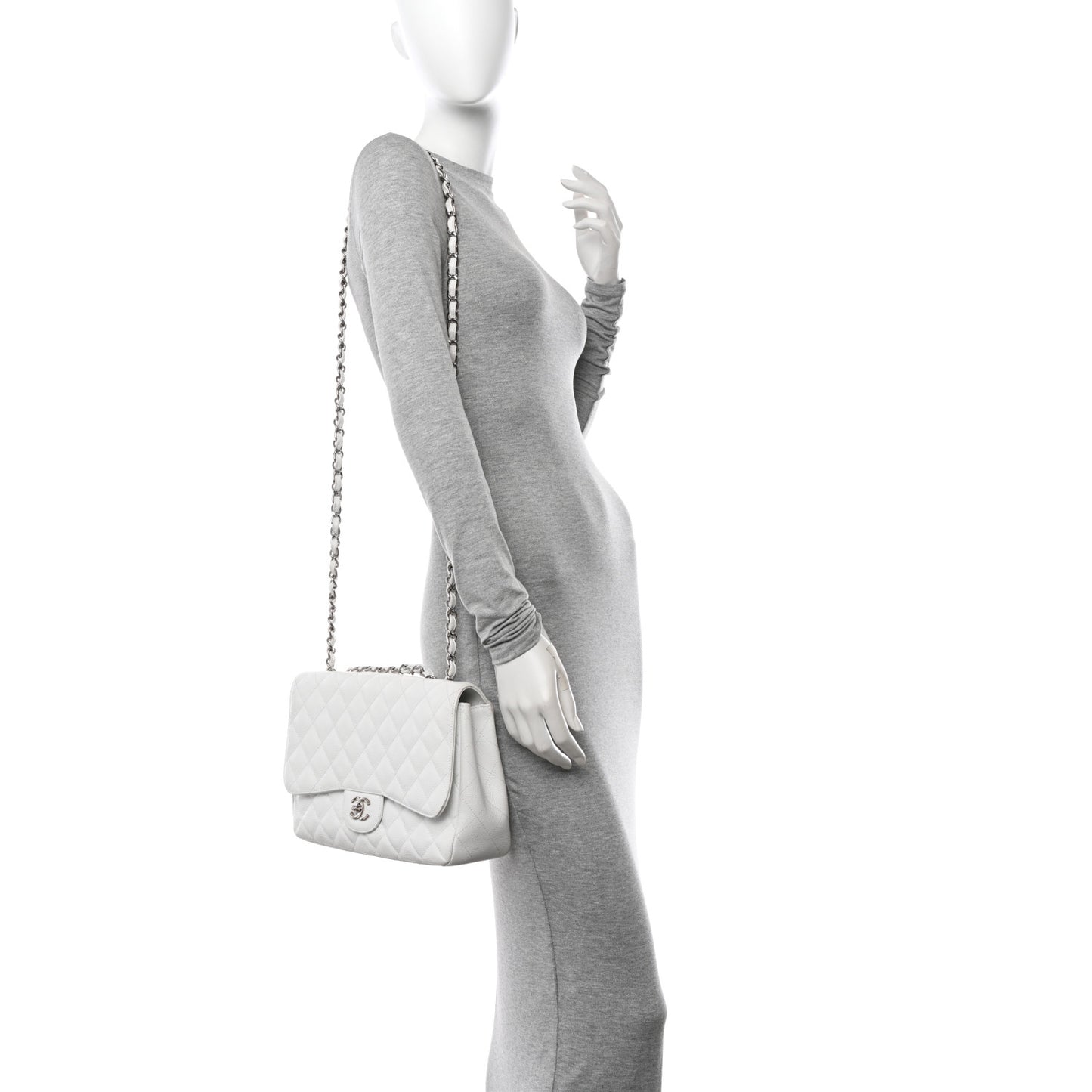 Caviar Quilted Jumbo Single Flap White