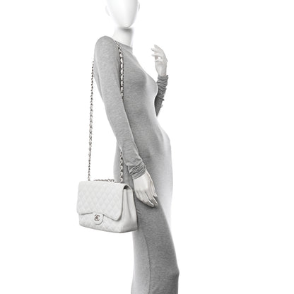 Chanel Caviar Quilted Jumbo Single Flap White 2 of 13