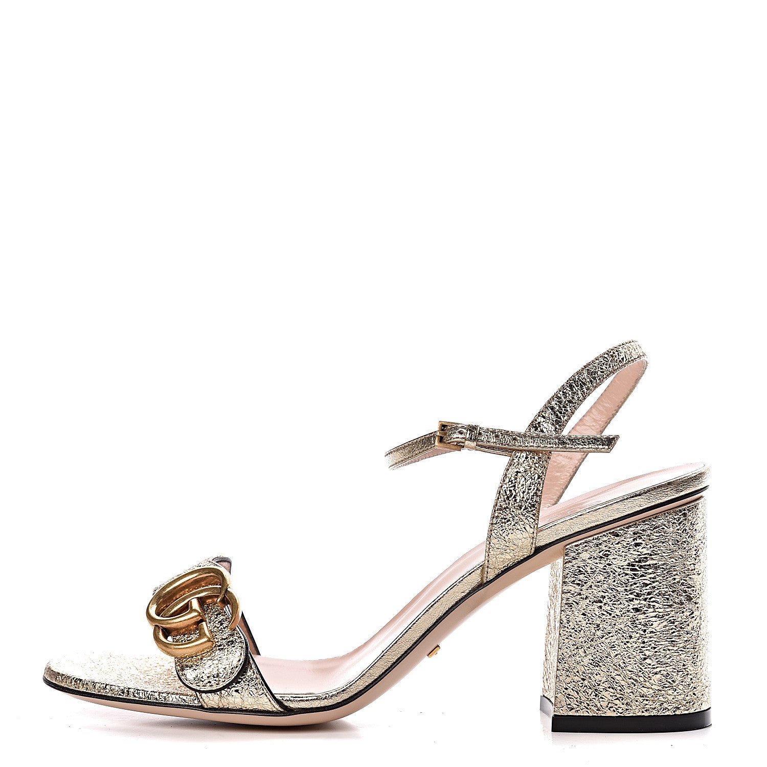 Gucci Galassia GG Marmont Ankle Wrap 75mm Sandals 38 Platino 1 of 8