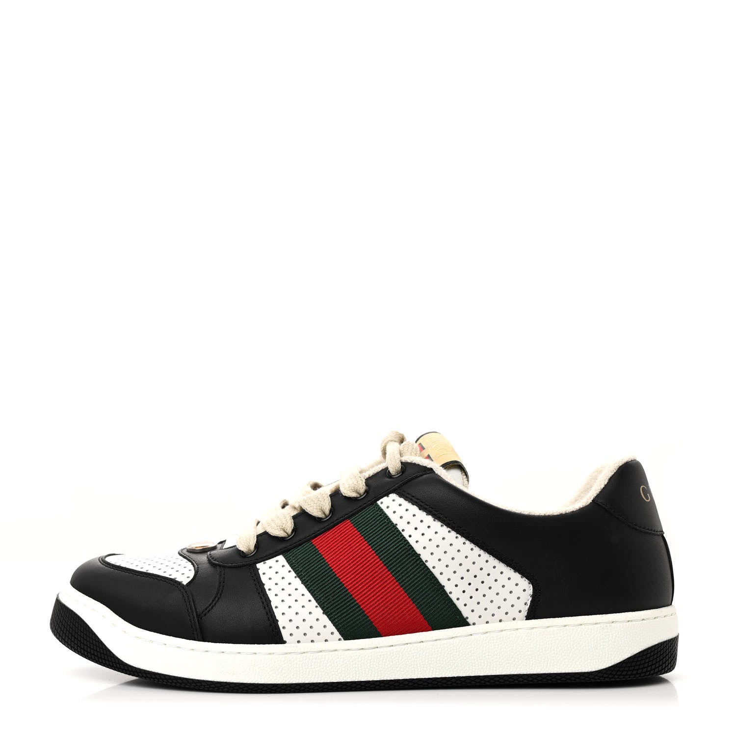 Gucci Calfskin Web Mens Screener Sneakers 9 Black White 1 of 12