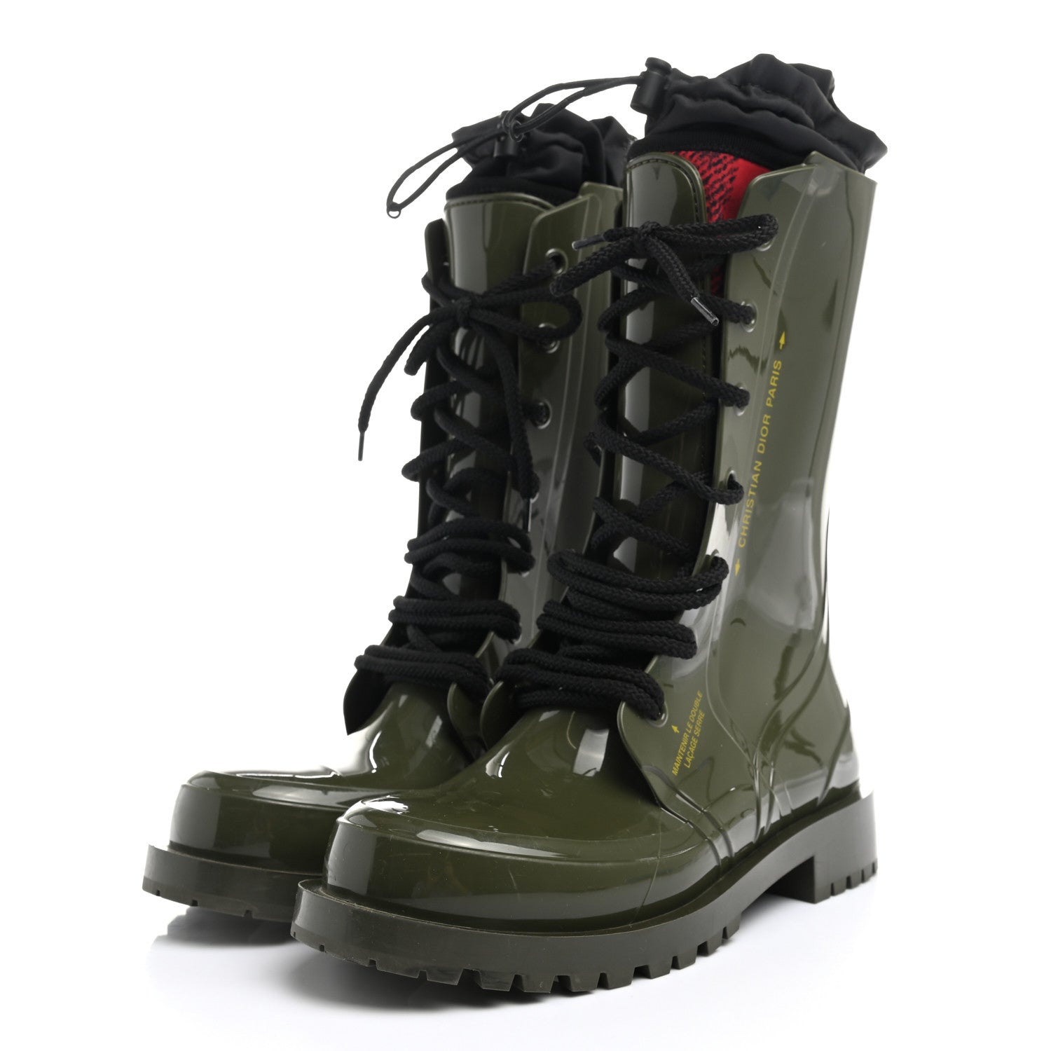 Christian Dior Shiny Rubber Diorcamp Low Boots 40 Military 3 of 6