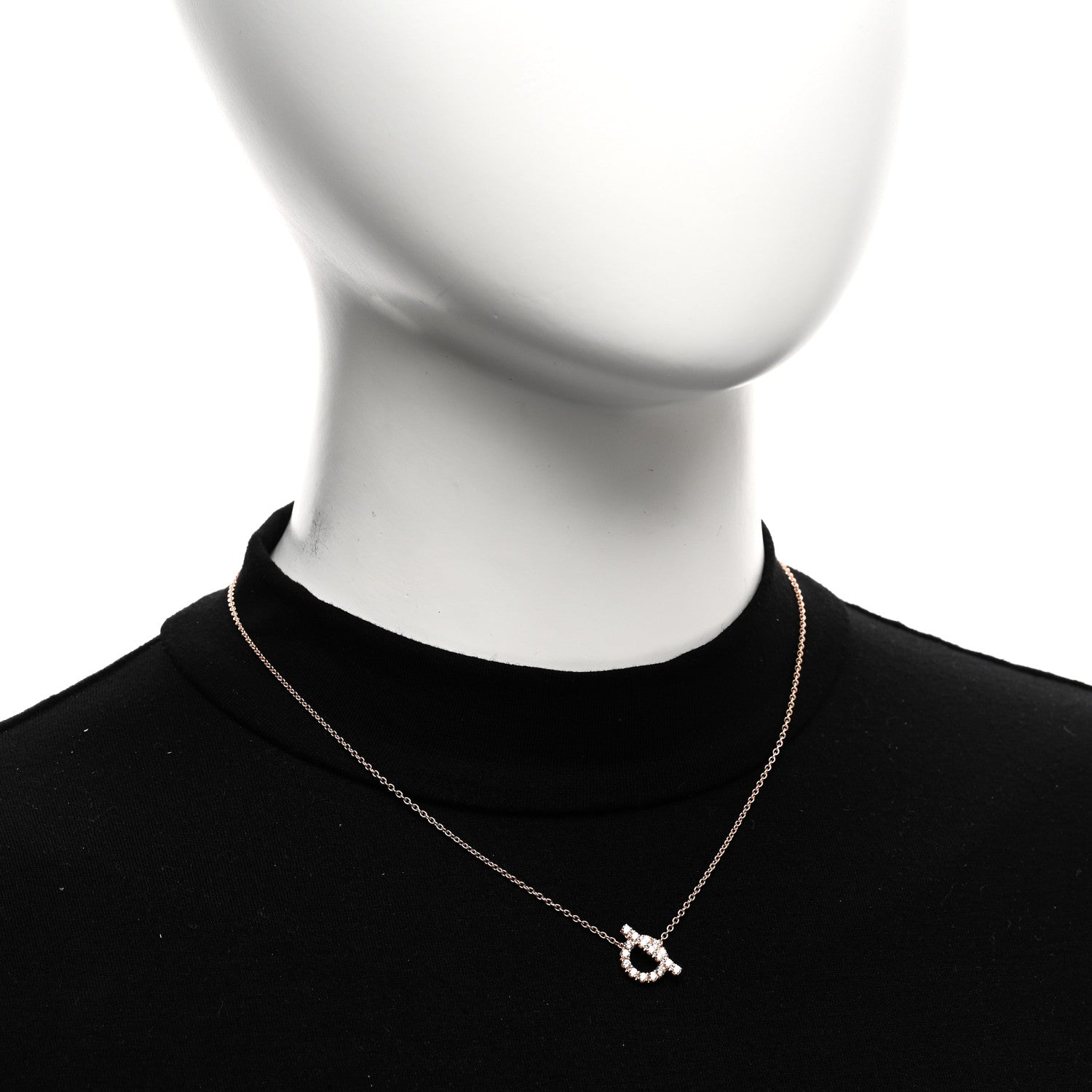 Hermes 18K Rose Gold Diamond Finesse Pendant Necklace 2 of 6