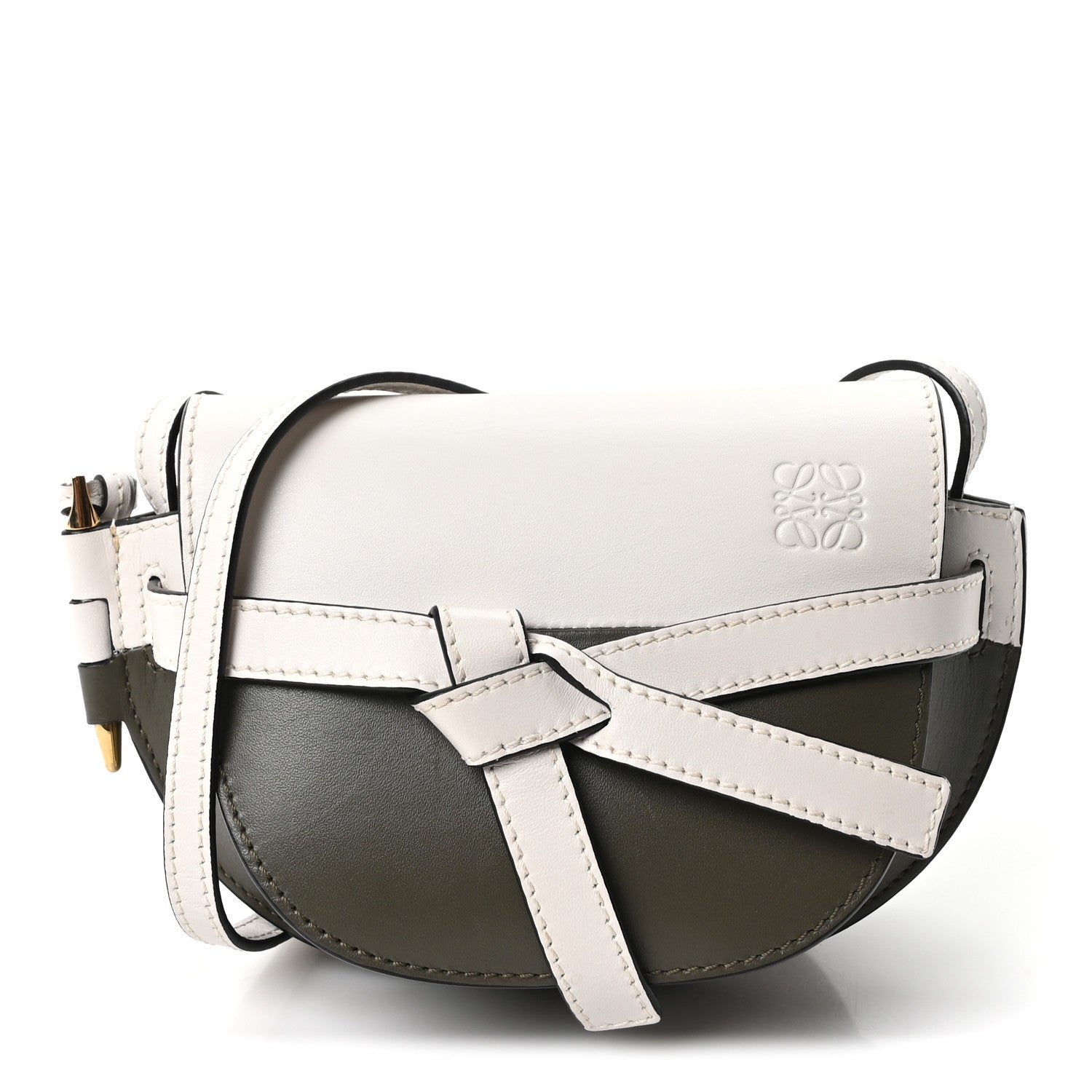 Loewe Calfskin Mini Gate Crossbody Bag Khaki Green Soft White 1 of 10