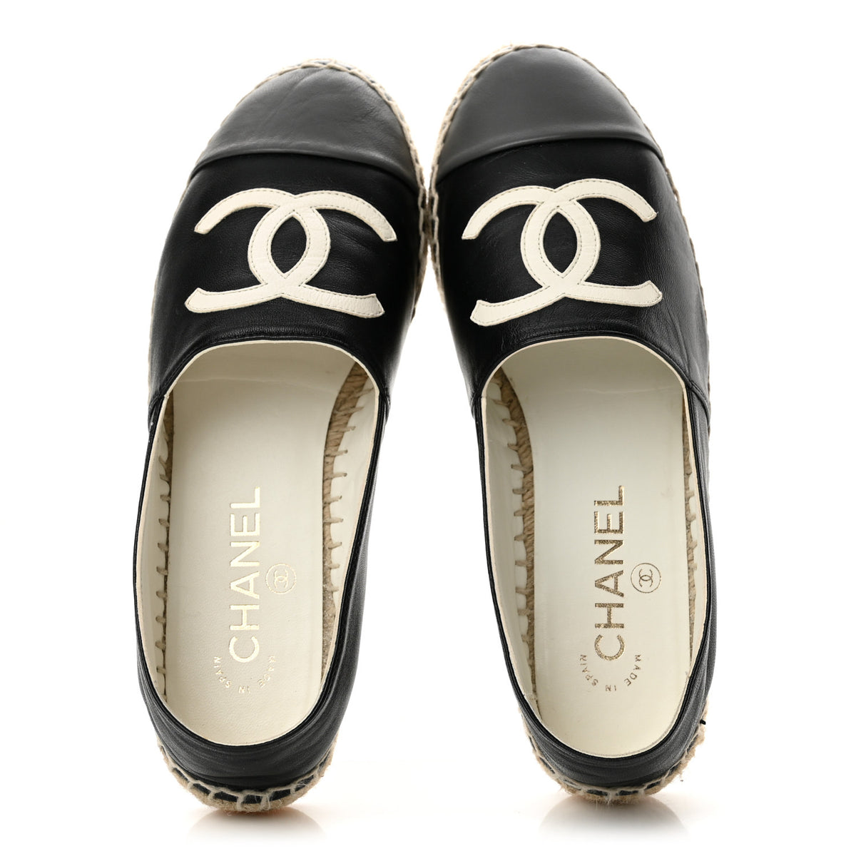 Lambskin CC Espadrilles 37 Black White Dark Grey