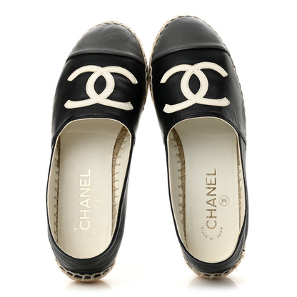 Chanel Lambskin CC Espadrilles 37 Black White Dark Grey 2 of 11