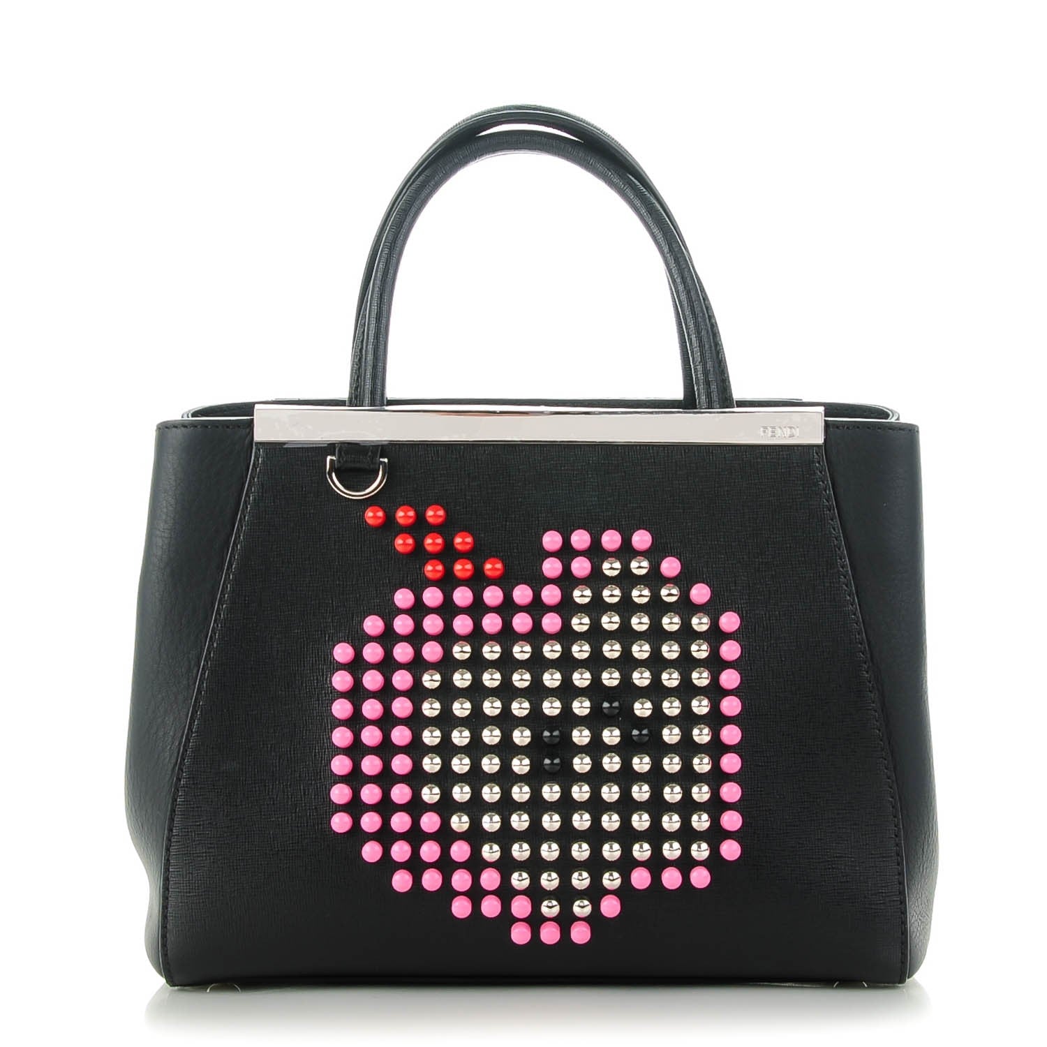 Fendi Vitello Elite Apple Studded Petite 2Jours Tote Black 1 of 7